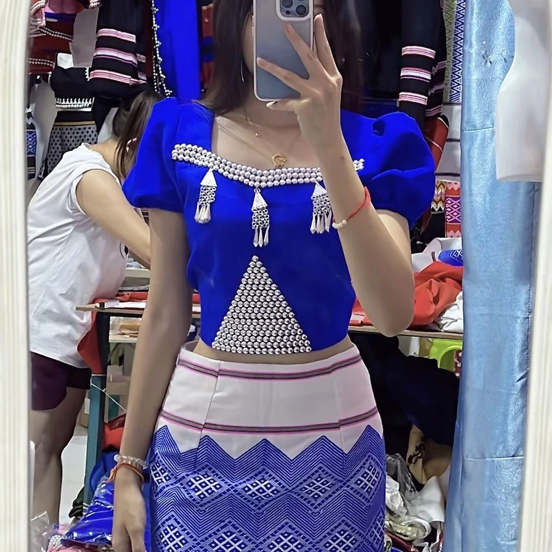 缅甸佤族服饰成品套装 (裙子拉链款)