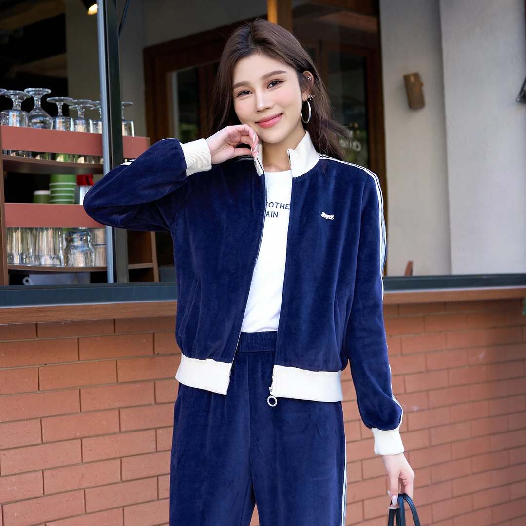 ToyzY新款天鹅绒时尚贵气女士简约运动休闲套装上衣ZC34510500