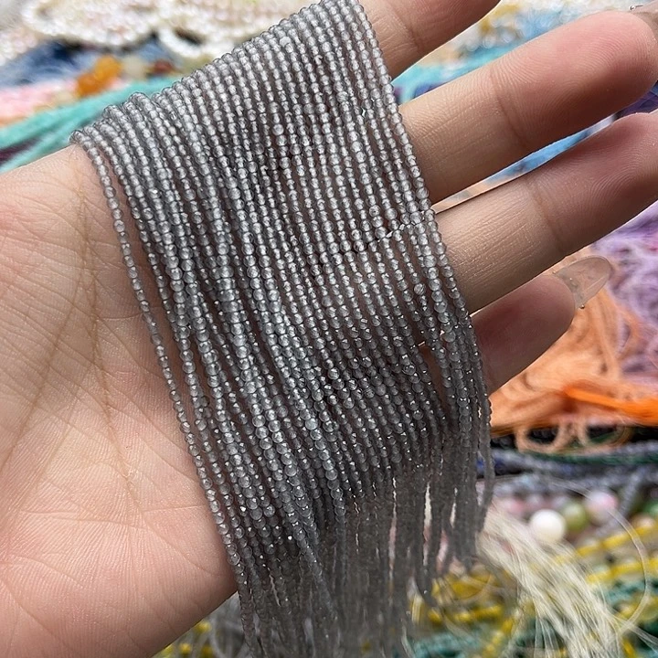 玛瑙/玉髓珠宝半成品未镶嵌2条2mm左右灰玛瑙刻面