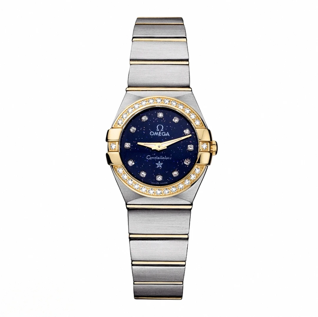 99新 Omega/欧米茄 星座单表/24表径/石英机芯/蓝盘后钻/女表时尚