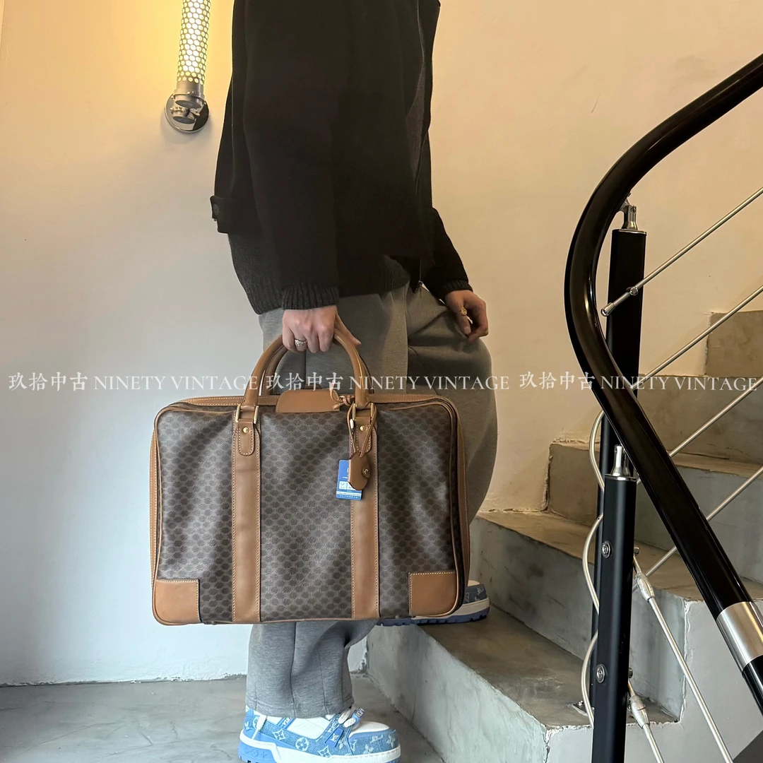 95新 Celine/思琳 凯旋门老花 经典质感拼皮斜挎旅行箱