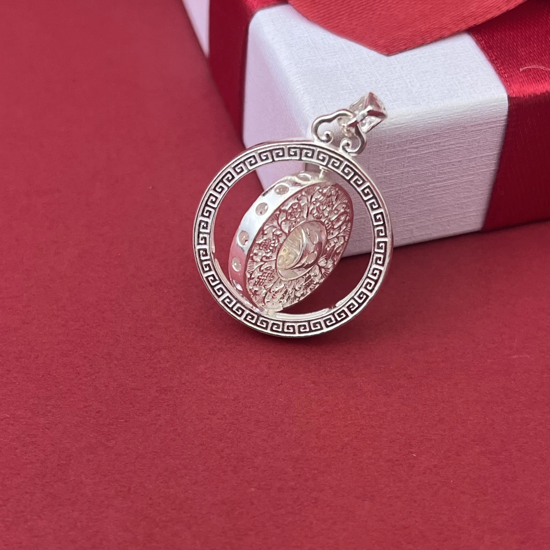 吊坠足银 阿乐专属-足银转运八宝罗盘纯银吊坠时尚【加厚加大】