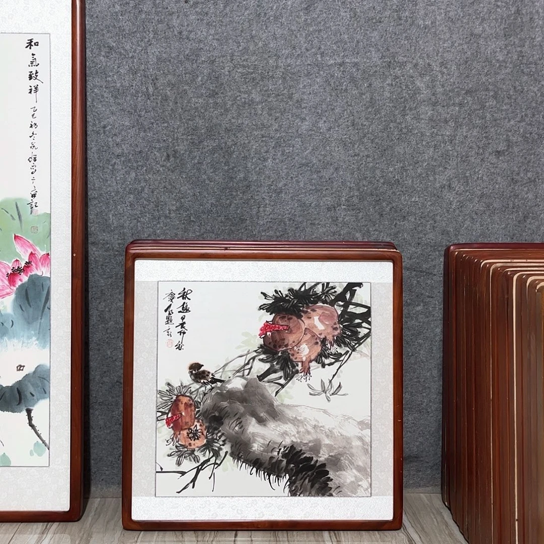 国画书画作品带框63×63