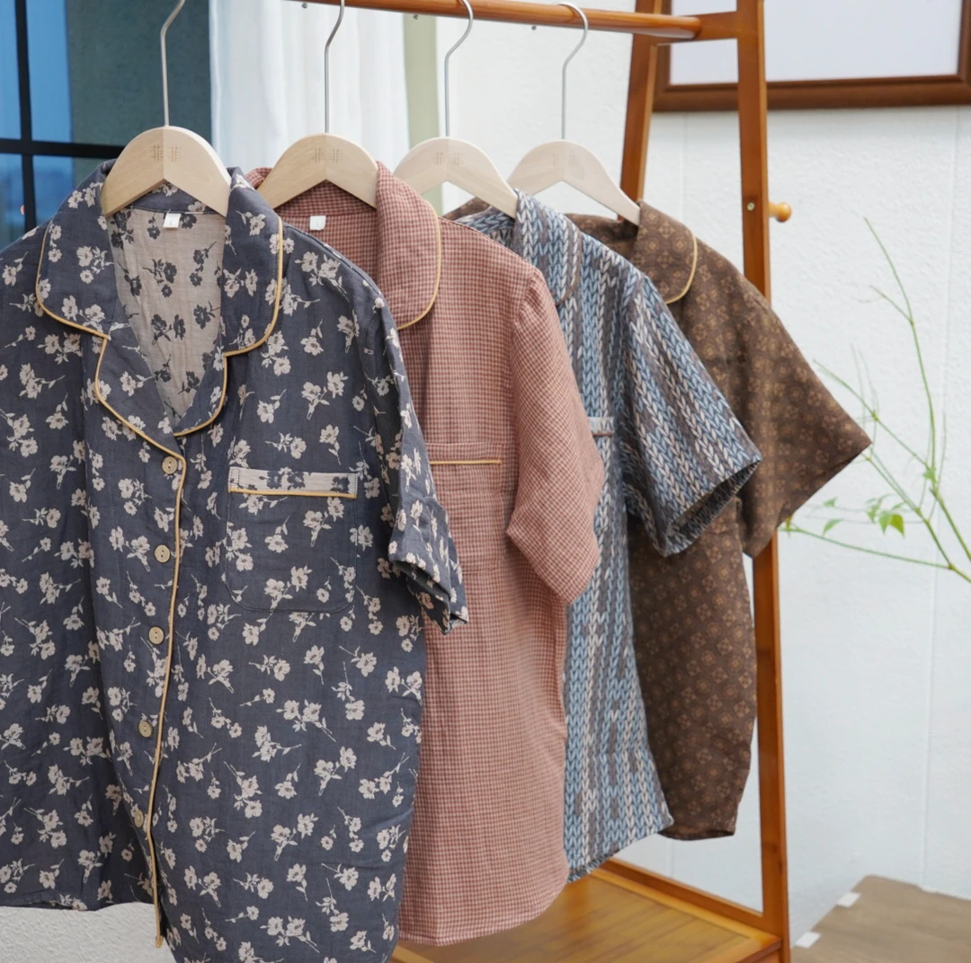 【双层纱家居短袖】女款-全棉短袖吸汗透气夏天凉快百搭