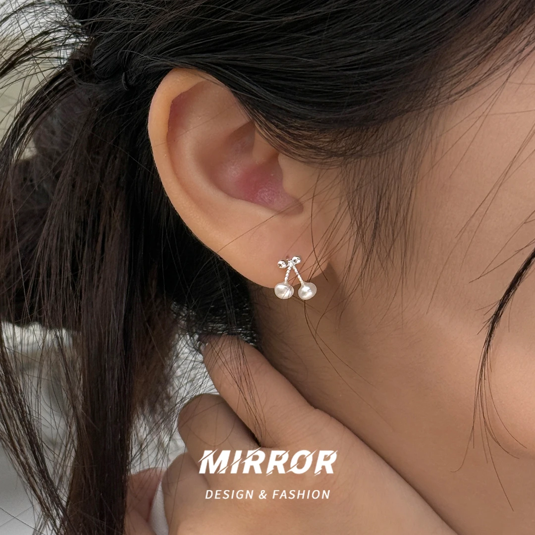 小麋人 925银耳饰 CE9416时尚樱桃耳钉女耳环耳饰小众设计个性