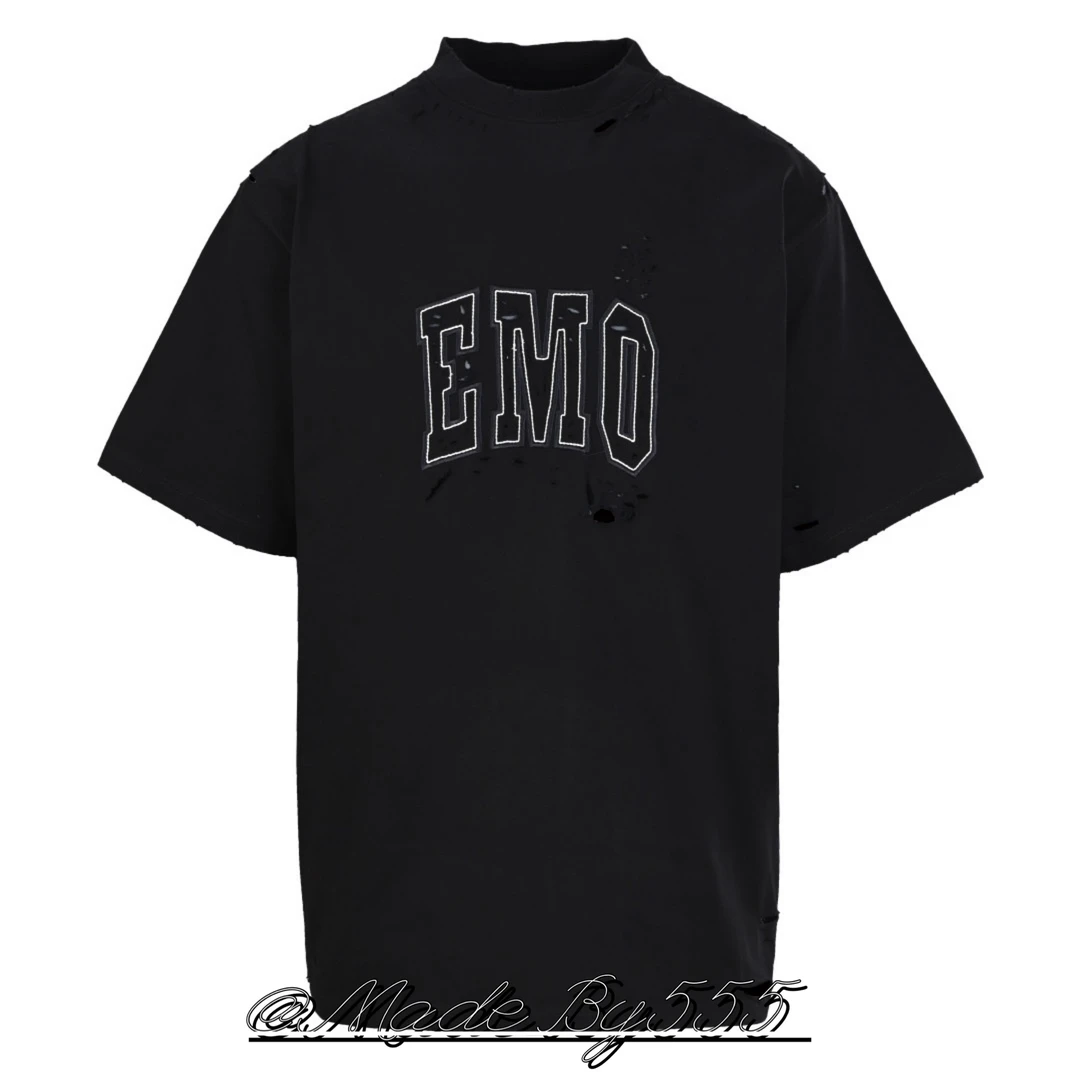 【555】“EMO”25ss系列个性变体破洞短袖 男女同款