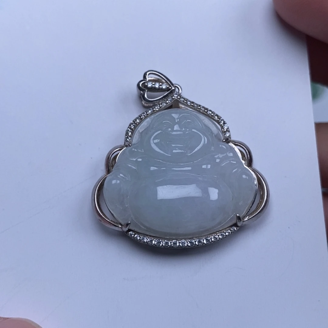 颈饰银S925镶嵌翡翠佛公