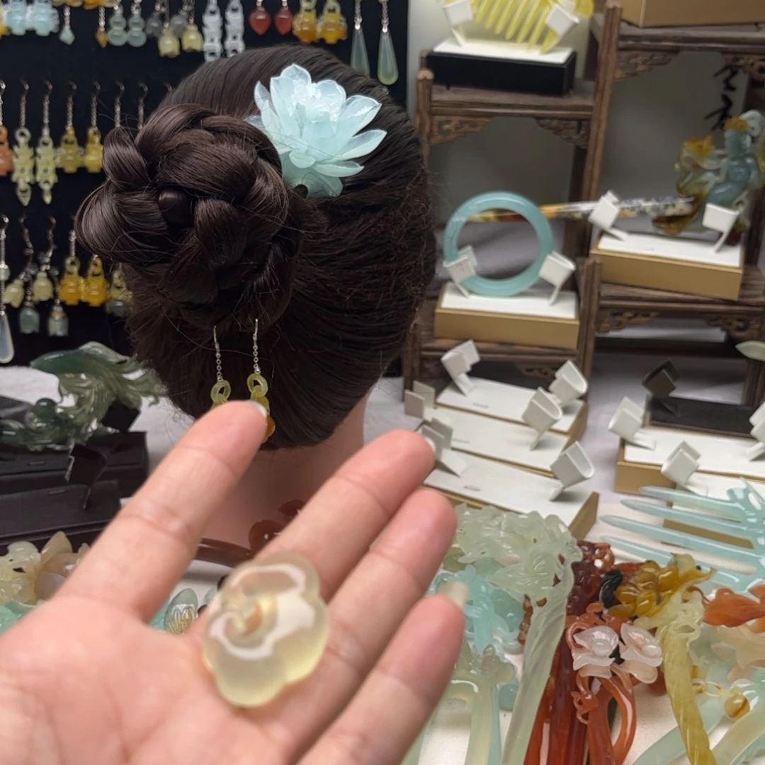 蛇纹石玉发簪合金醉***?