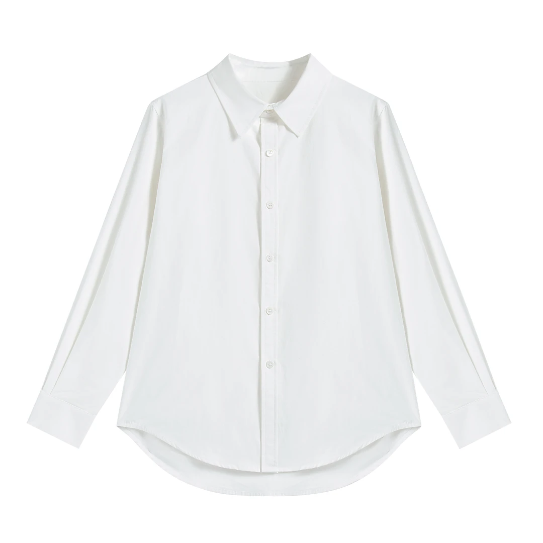 【南油虹姐】气质长袖白色时尚休闲百搭小众设计感衬衫