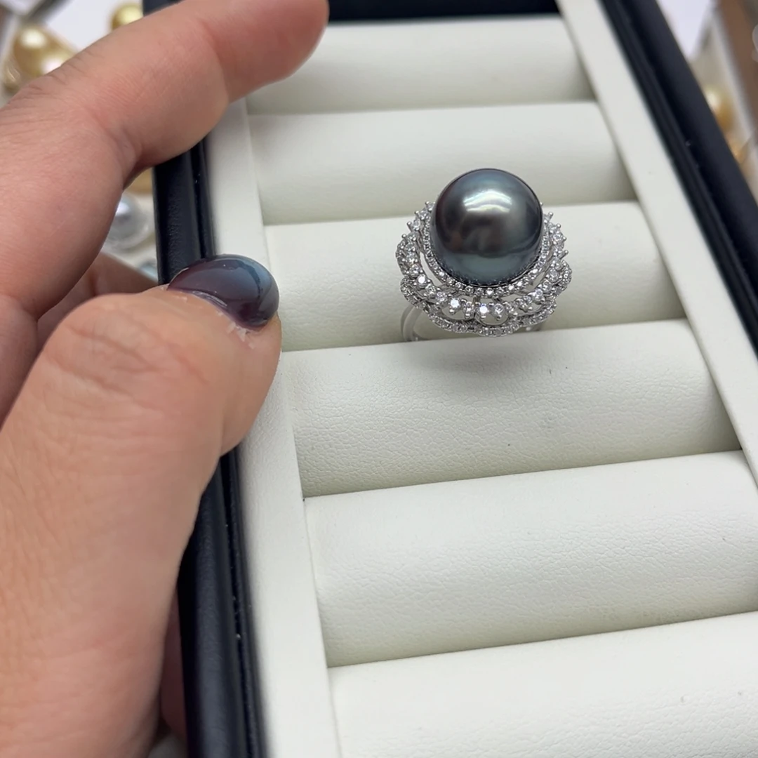 海水珍珠银S925镶嵌戒指