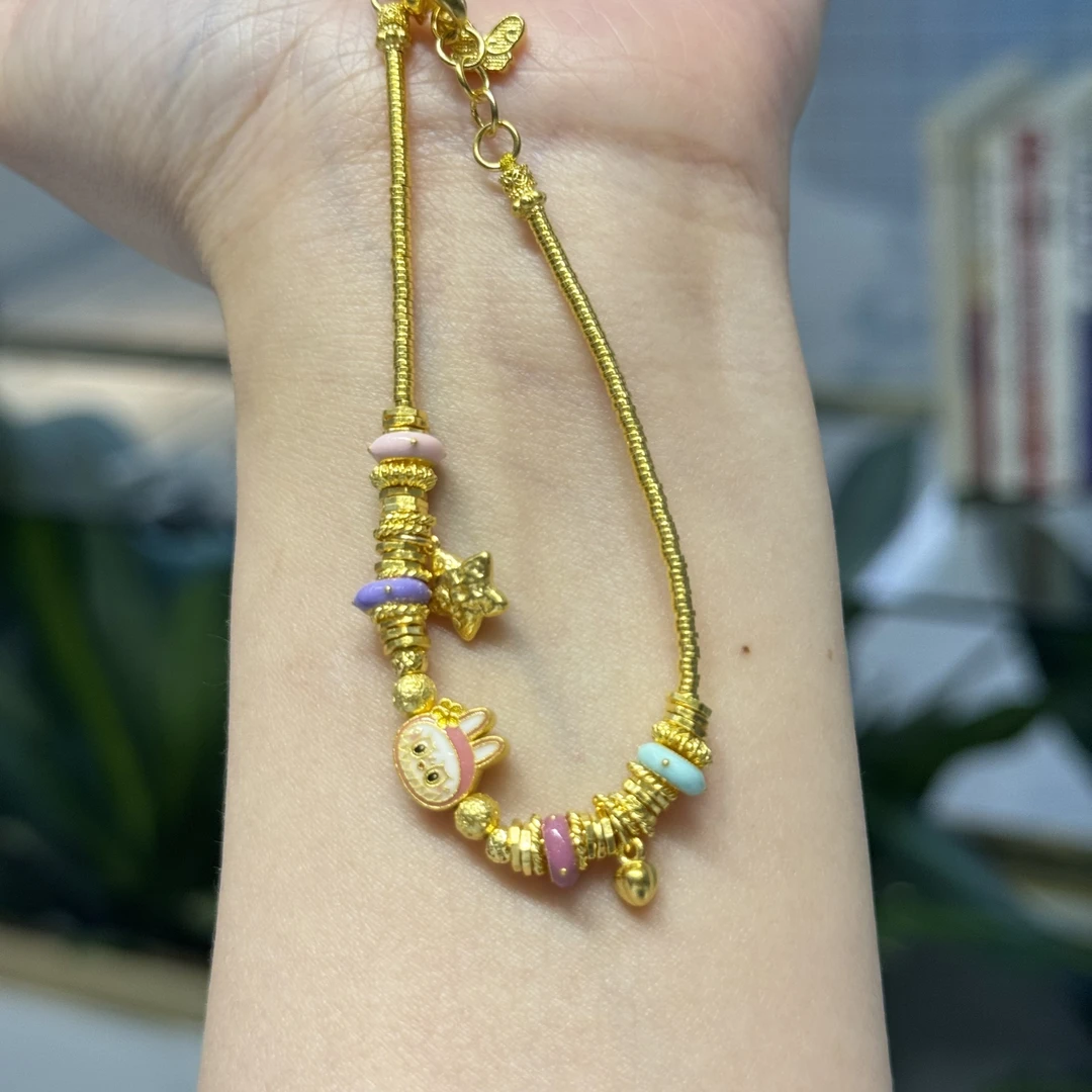 Z【星星粉布布手绳 】足金999精工5G手绳（附加188）