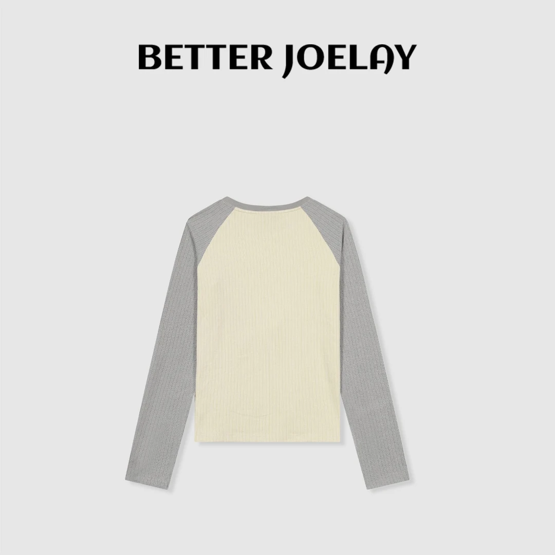 BETTER JOELAY-【又一秋】时尚百搭纯色插肩长袖T恤休闲风ZZ3700