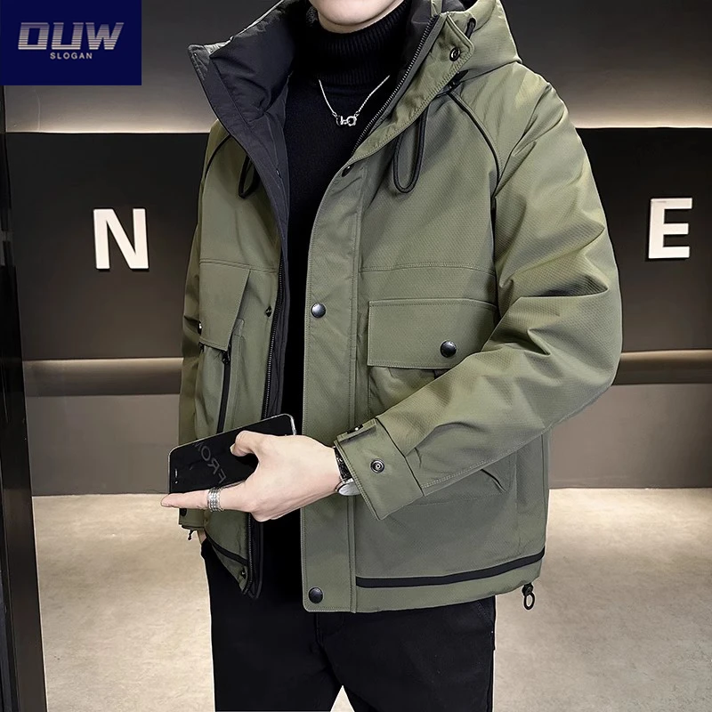 O.U.W防寒羽绒服男装加厚冬季2025新款美式工装轻薄冲锋衣外套ins