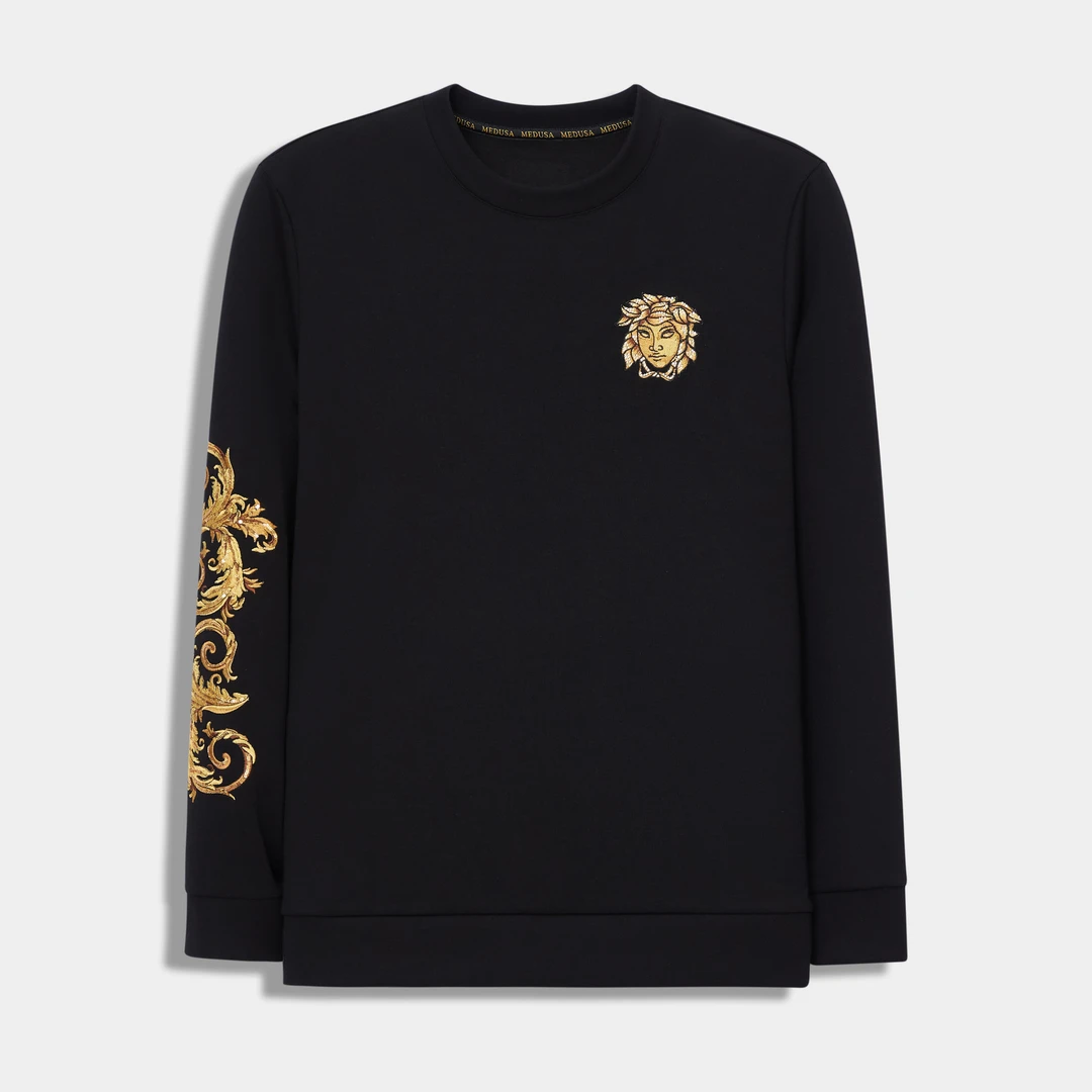 MeduSa/美杜莎男装卫衣秋冬刺绣休闲时尚圆领轻奢百搭长袖男24145