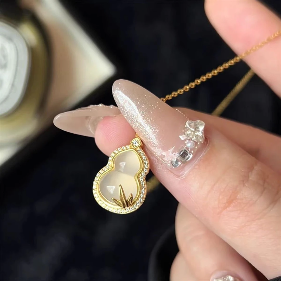 铜树脂项链 中式国风金枝玉叶福禄项链女性锁骨项链甜美轻奢