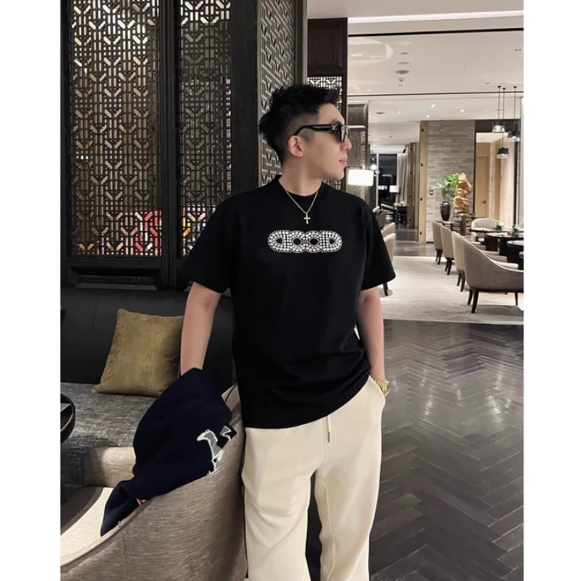 GOOD珍珠轻奢潮牌时尚液氨棉短袖T恤男女情侣款ins宽松半袖上衣