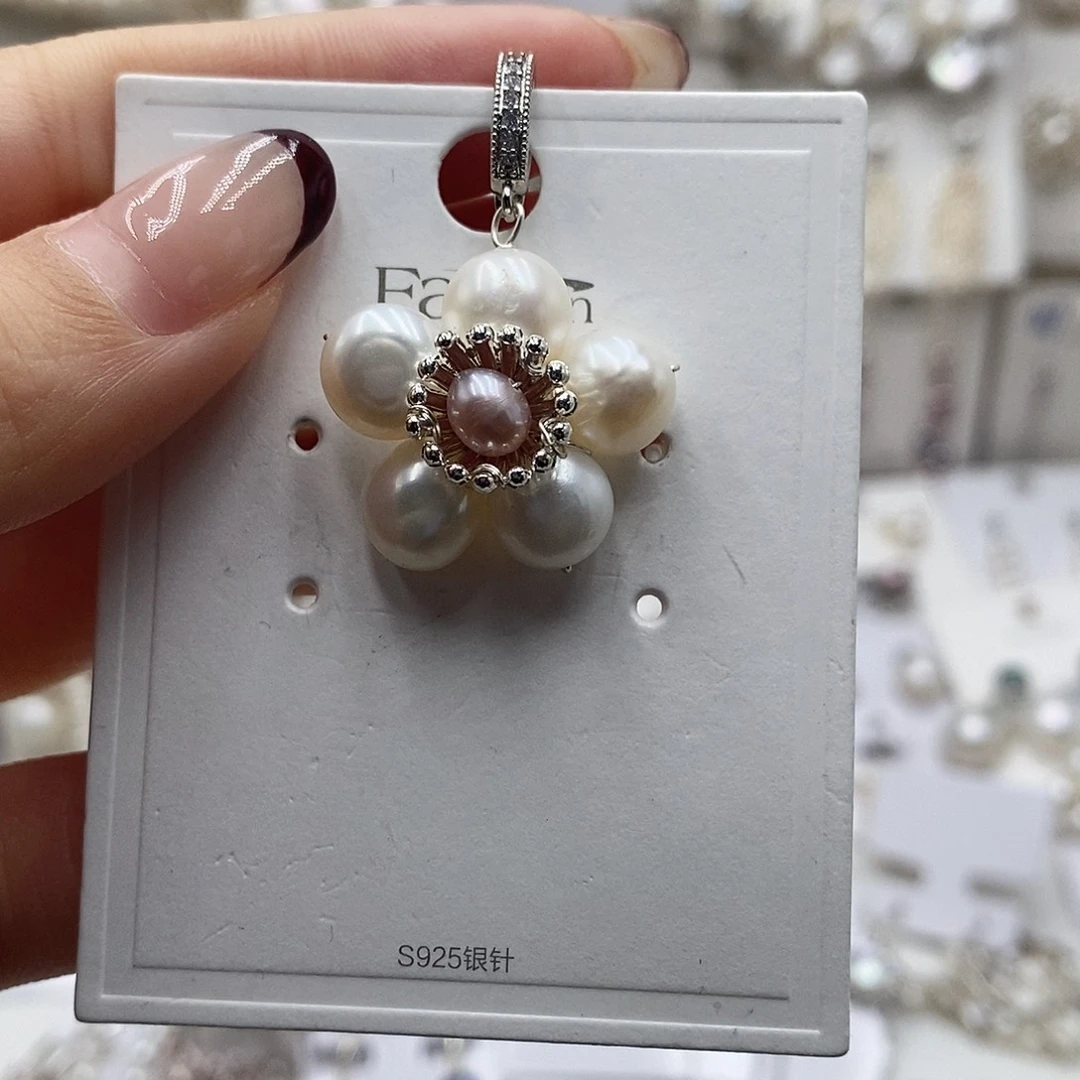 银S925镶嵌耳饰淡水珍珠