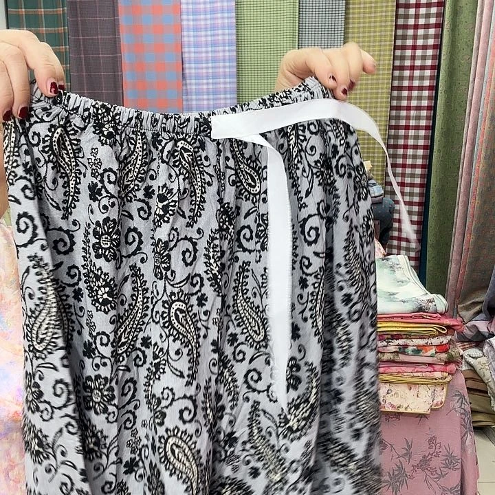 棉莫代尔纤维绵绸税睡裤腰果花