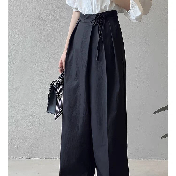 新款高腰绑带休闲裤2781