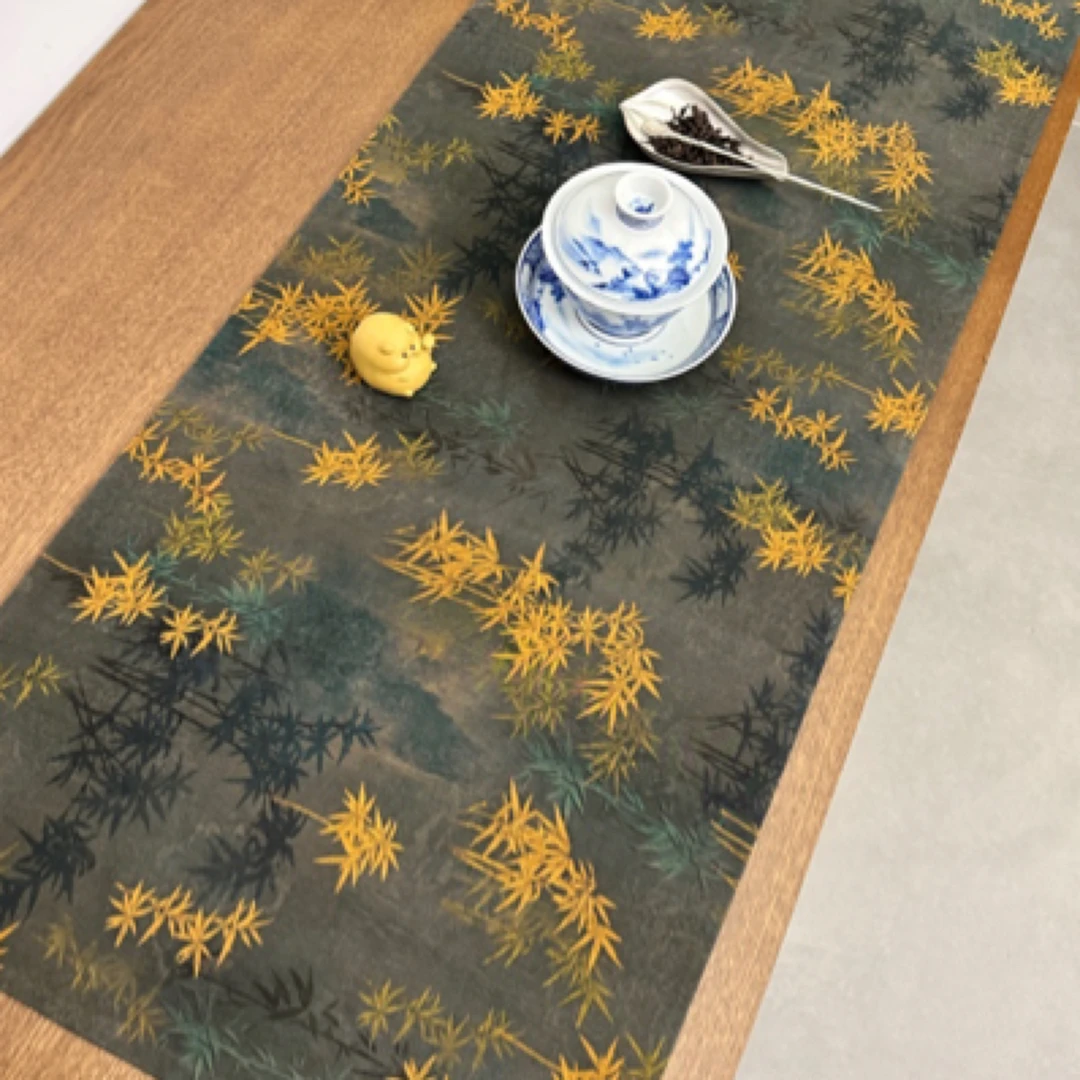 【香云纱长一米宽四十单面茶席】新中式香云纱复古茶家用文玩垫桌垫