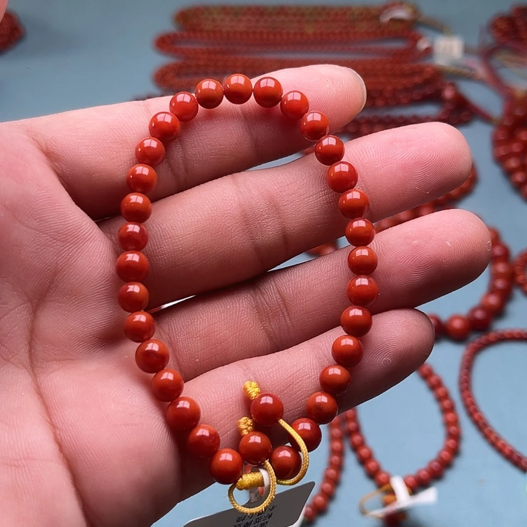 南红玛瑙未镶嵌手链柿子锦卡6