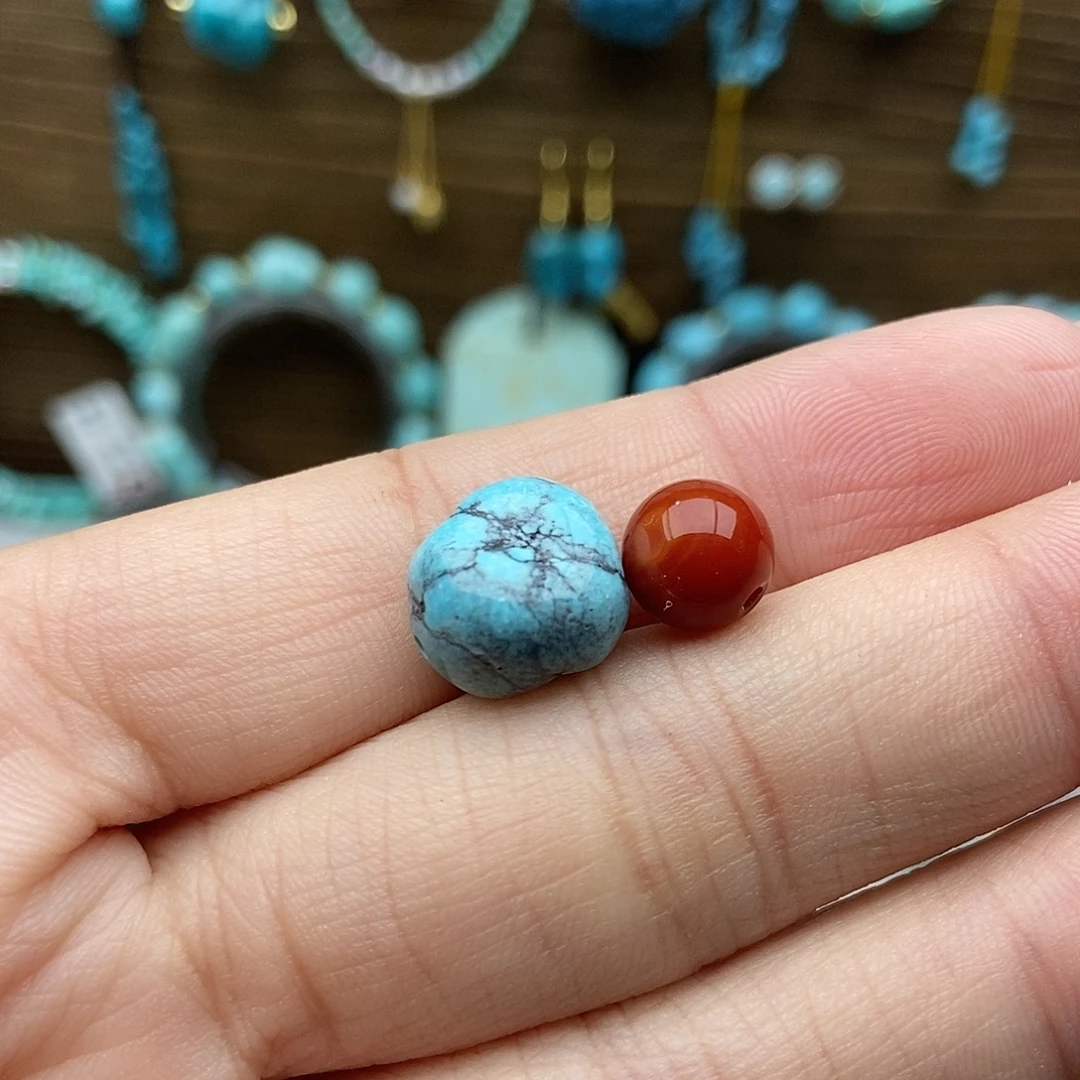 南红玛瑙未镶嵌蓝豆子