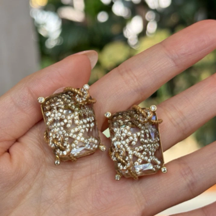 铜合金仿水晶耳饰 铜合金仿水晶耳饰手工时尚可爱