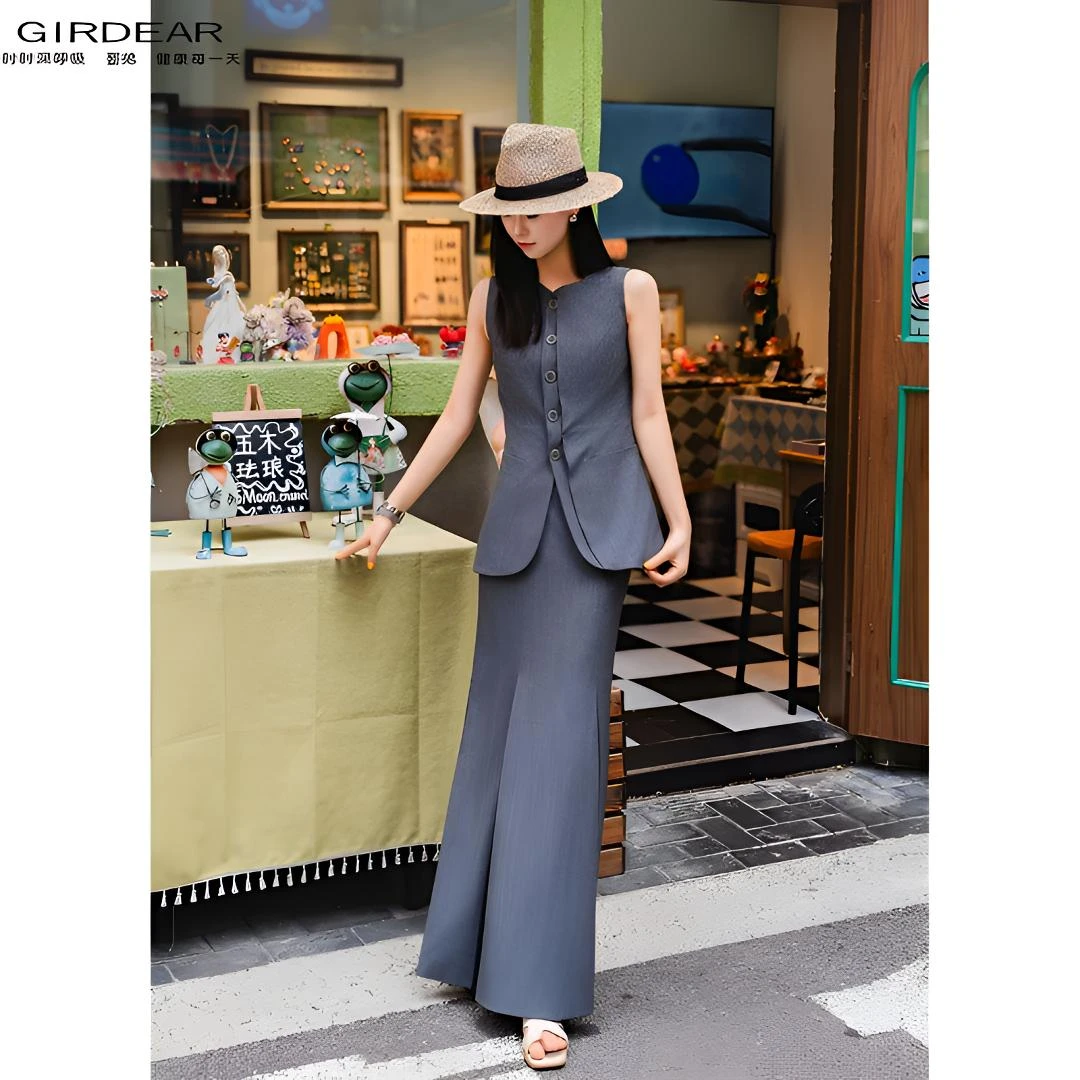 哥弟早秋新款显瘦法式高级鱼尾设计气质百搭高韩系高腰显瘦鱼尾裙