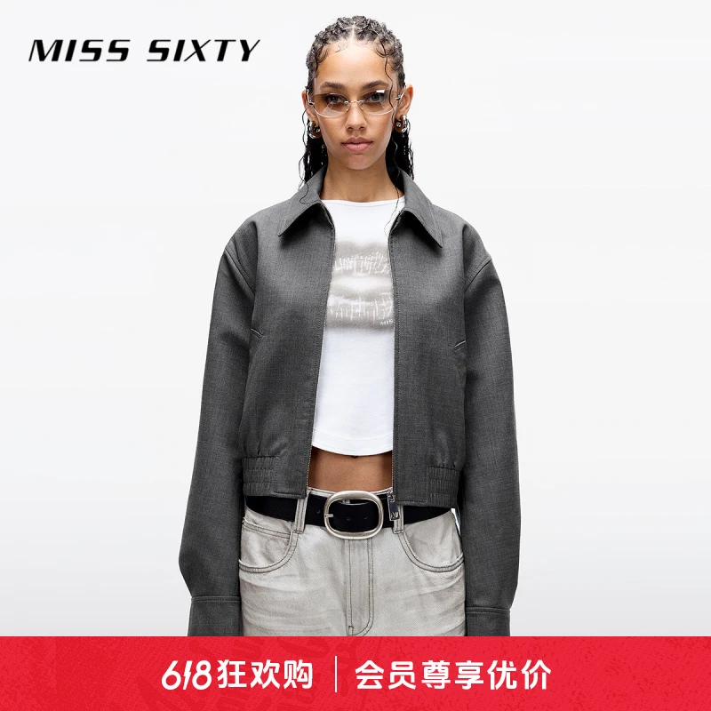 【商场同款新品】Miss Sixty25春新款羊毛精纺外套翻领收腰显瘦短款