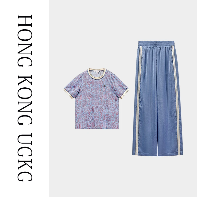 UGKGt恤短袖衣服40到50多岁女装套装新款裤子两件套73252ZH449