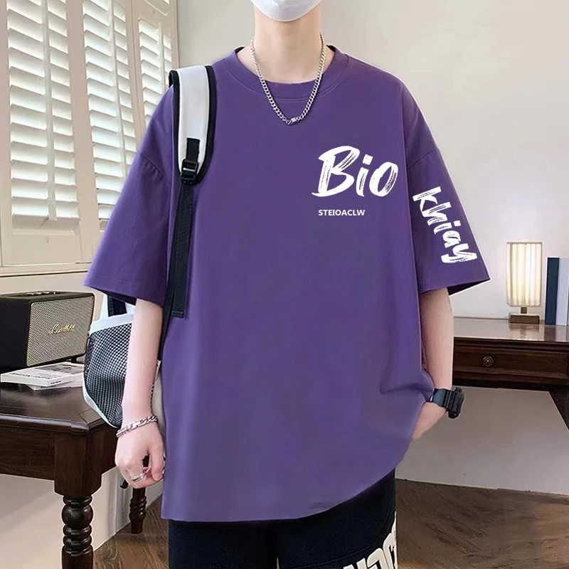 欧美式高街纯棉短袖t恤男生宽松加大码上衣潮牌学生嘻哈半截袖ins