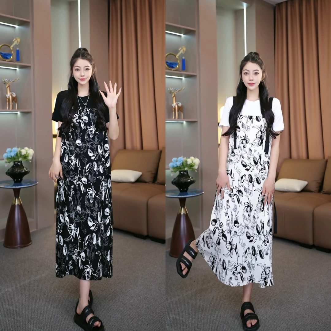 【刘雨嘉严选】夏季新款时尚气质宽松遮肉显瘦减龄A版吊带连衣裙