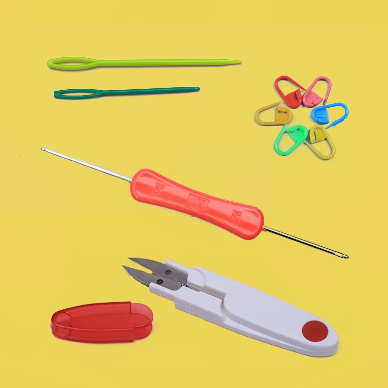 钩针剪刀缝针记号扣编织工具钩拖鞋帽子围巾工具冰条线毛线材料