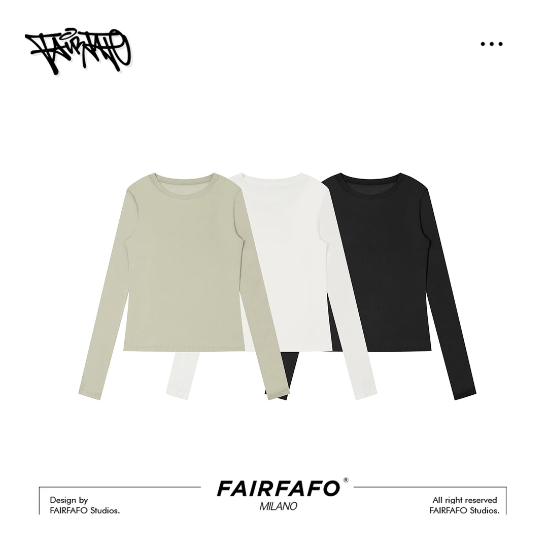 【透气圆领打底长袖】CXCL56038时尚显瘦松弛高级感透气防晒T恤