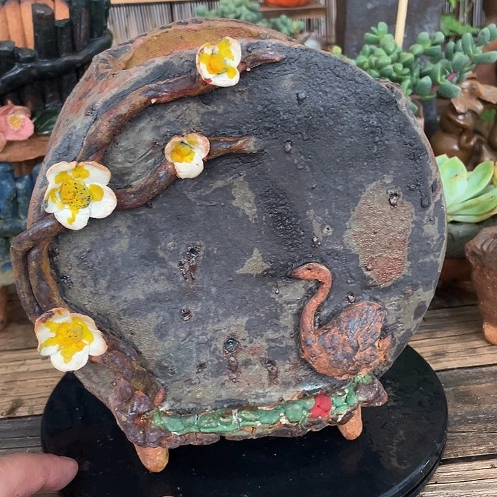瑕疵处理手工粗陶高温花盆