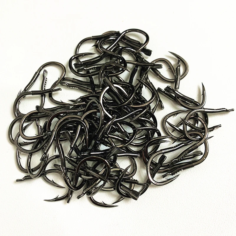 大物钩青鱼钩曲柄钩轻量加强无铅拖钓正嘴歪嘴专用巨物鱼钩散装钩