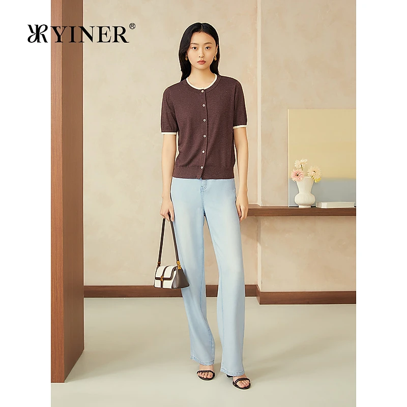【周末花园】YINER音儿专选2025夏季新款法式撞色断葱纱毛针织衫
