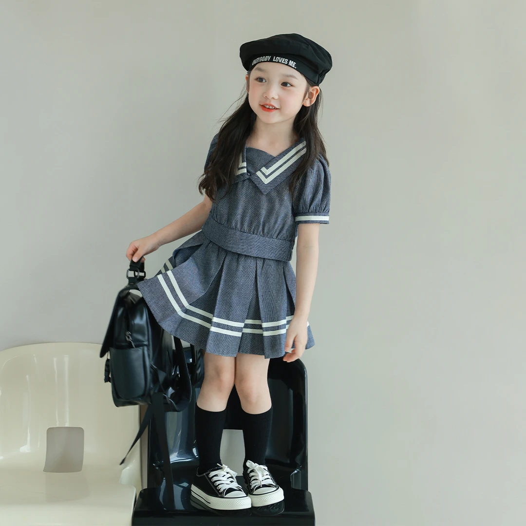 utouto大耳象女童学院风上衣 学院风半裙2024夏季套装 2403049