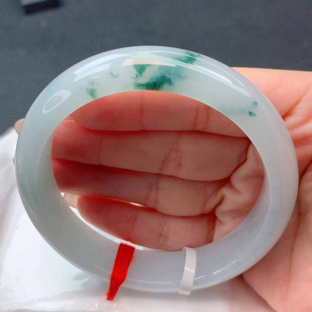 翡翠未镶嵌手镯58-59冰胶飘花