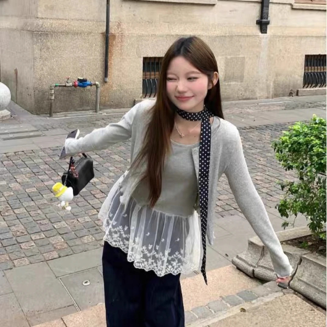 【刘噗噗】mishang 下摆重工刺绣蕾丝拼接两件套1805