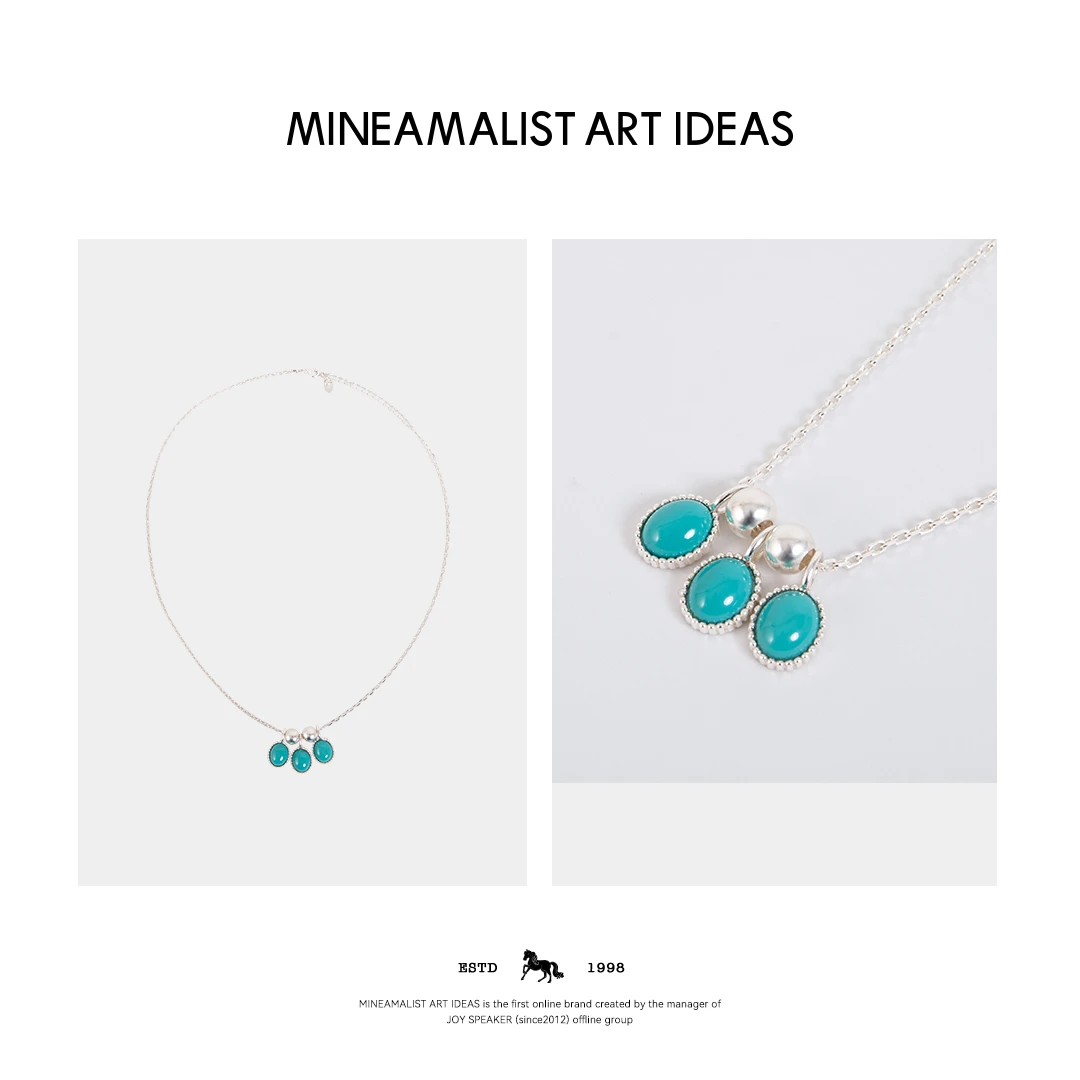 链子925银 925纯银镶嵌绿淞三石挂坠项链3698M