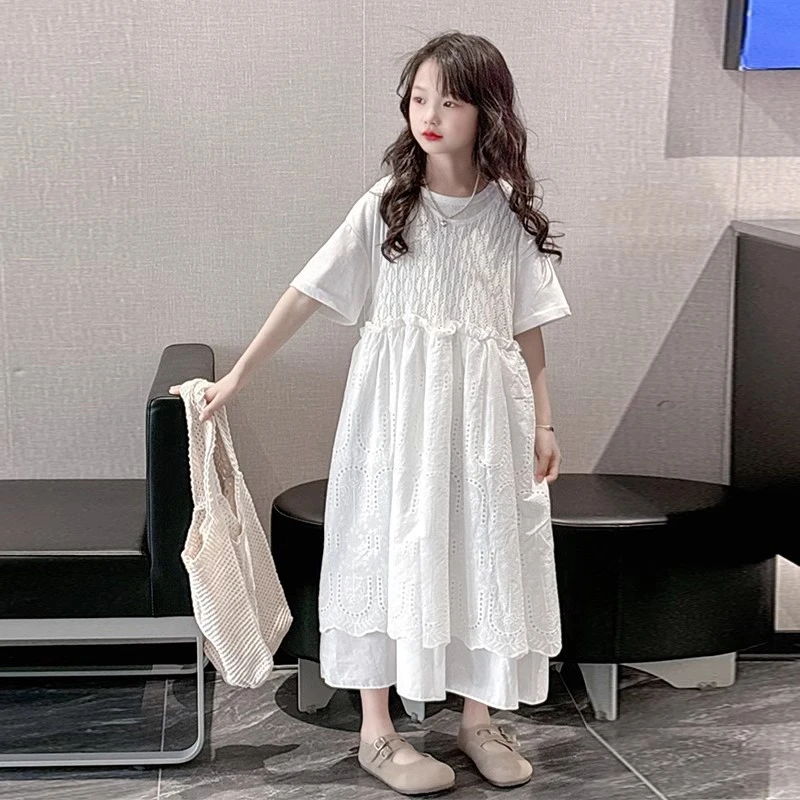 女童连衣裙夏季薄款2025新款中大儿童公主裙短袖裙子套装女孩夏装