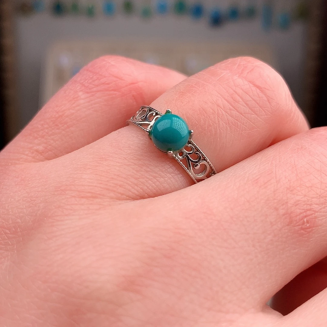 绿松石戒指银S925镶嵌