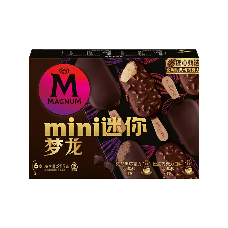 和路雪迷你梦龙浓郁黑巧克力/松露巧6支装255g/盒