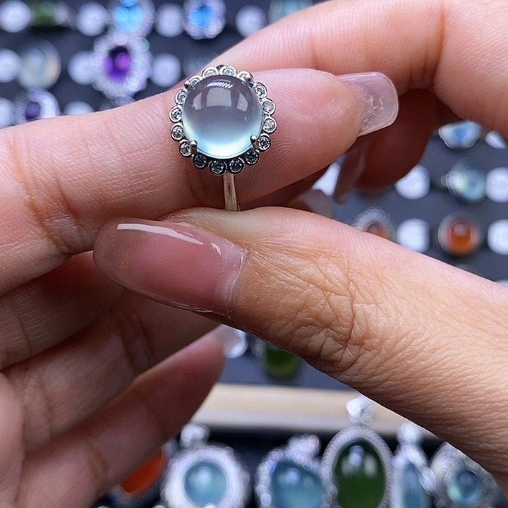 岫玉戒指银S925镶嵌心****）