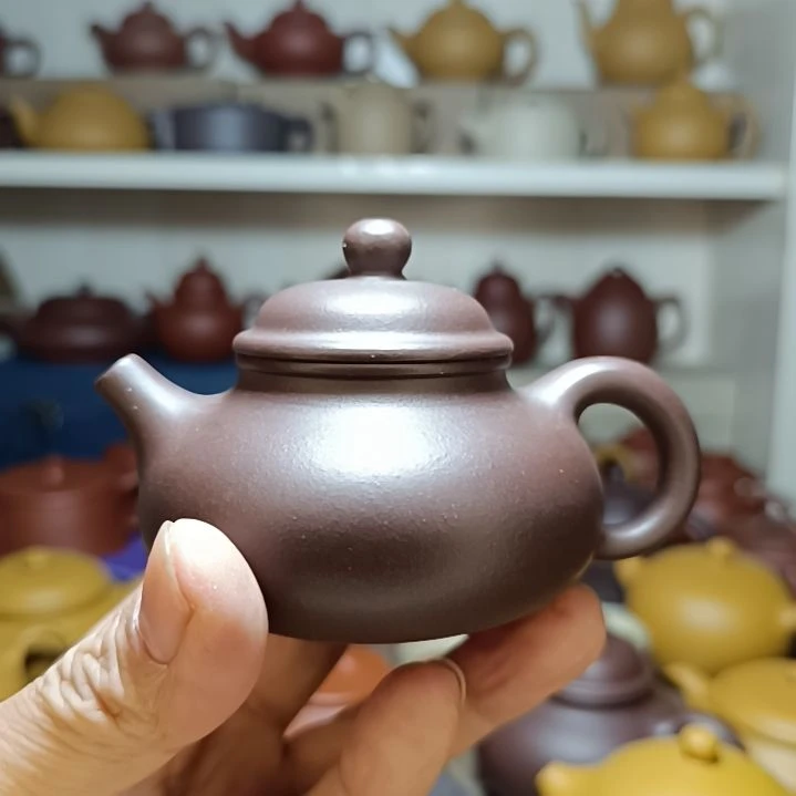 紫砂茶壶原矿紫泥容天内推160cc半手工