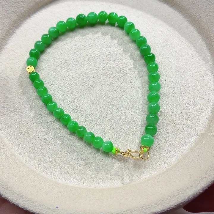 翡翠18K金镶嵌手链天然缅甸翡翠A货卡5