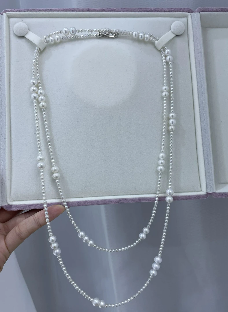 淡水珍珠长款毛衣链（120CM）多层叠戴设计气质百搭