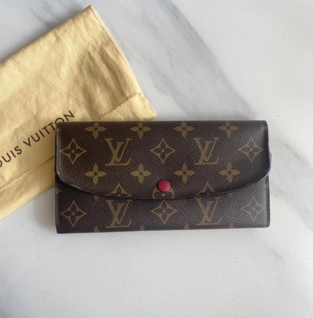 95新 LouisVuitton/路易威登 路易威登老花粉豆子钱包C1437