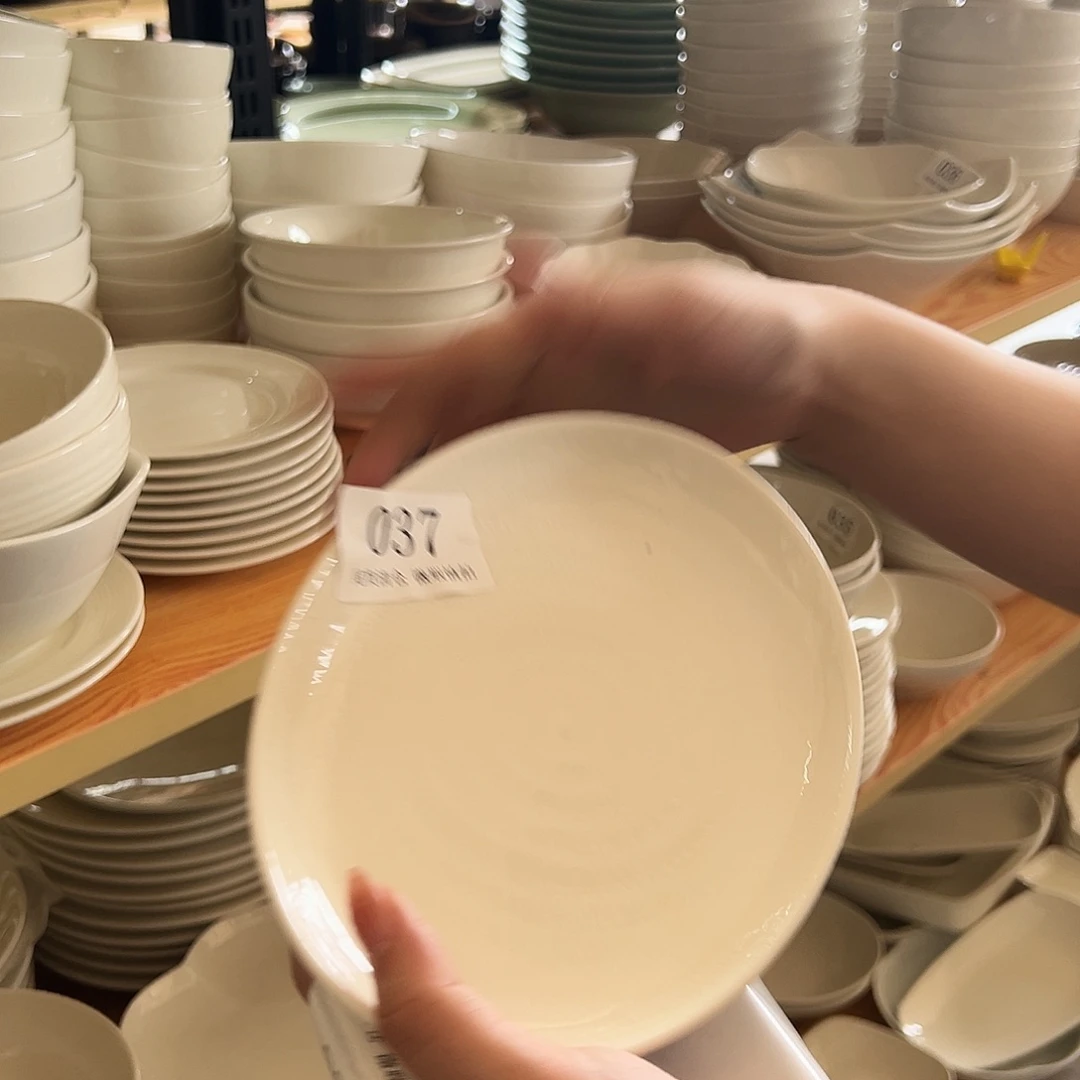 新骨瓷037微瑕白挑刀8寸椭圆盘